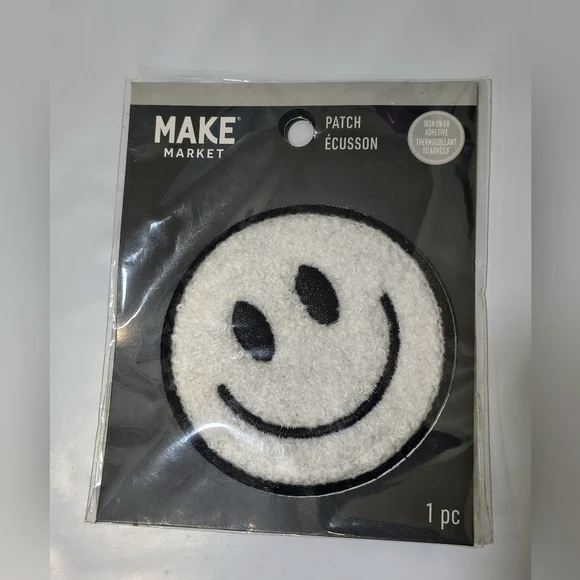 Make Market Smiley Face Patch - Black and White - Picture 1 of 1